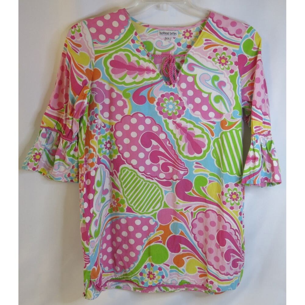 Buckhead Betties Dress Girls Size KXL Ruffle Sleeve Boho Colorful Summer Pink